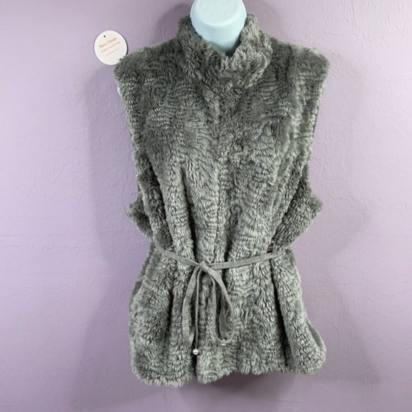 White House Black Market Jackets & Blazers - White House Black Market Faux Fur Gray Vest Size XL